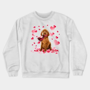 Vizsla Hearts Love Happy Valentine's Day Crewneck Sweatshirt